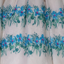 Load image into Gallery viewer, 50s 60s PINK ROSE AND BLUE FLORAL NYLON FULL SKIRTED DRESS - XS