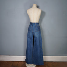 Load image into Gallery viewer, 70s ORIGINAL HIGH WAISTED FLARED DENIM BLUE JEANS WITH PATCH POCKETS - S