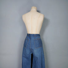Load image into Gallery viewer, 70s ORIGINAL HIGH WAISTED FLARED DENIM BLUE JEANS WITH PATCH POCKETS - S