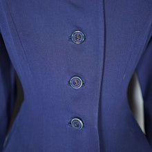 Load image into Gallery viewer, 40s / 50s VERNER VOGUE NAVY BLUE SLIM FITTING FIT AND FLARE COAT - XS