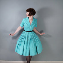 Load image into Gallery viewer, 50s 60s IVAN FREDERICS SEAFOAM GREEN FULL SKIRTED SHIRTWAIST DRESS - S
