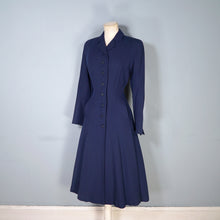Load image into Gallery viewer, 40s / 50s VERNER VOGUE NAVY BLUE SLIM FITTING FIT AND FLARE COAT - XS