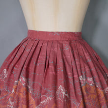 Load image into Gallery viewer, 50s DUSKY PINK ARCHITECTURAL ASIAN BORDER PRINT FULL SKIRT - 26.5"