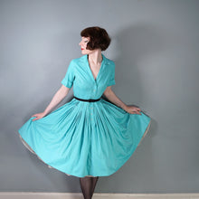 Load image into Gallery viewer, 50s 60s IVAN FREDERICS SEAFOAM GREEN FULL SKIRTED SHIRTWAIST DRESS - S
