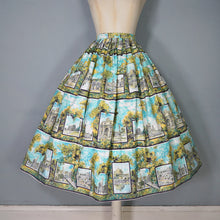 Load image into Gallery viewer, 50s SCENIC TRAVEL ROME / ITALIAN LANDMARKS NOVELTY PRINT FULL COTTON SKIRT - 26&quot;