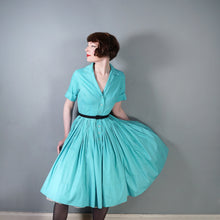 Load image into Gallery viewer, 50s 60s IVAN FREDERICS SEAFOAM GREEN FULL SKIRTED SHIRTWAIST DRESS - S