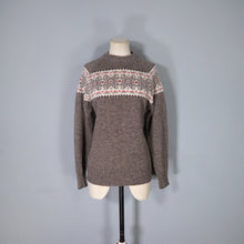 Load image into Gallery viewer, MOFFAT WEAVERS PURE NEW WOOL DEEP EARTHY BROWN FAIRISLE JUMPER - M