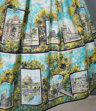 Load image into Gallery viewer, 50s SCENIC TRAVEL ROME / ITALIAN LANDMARKS NOVELTY PRINT FULL COTTON SKIRT - 26&quot;