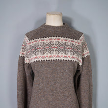 Load image into Gallery viewer, MOFFAT WEAVERS PURE NEW WOOL DEEP EARTHY BROWN FAIRISLE JUMPER - M