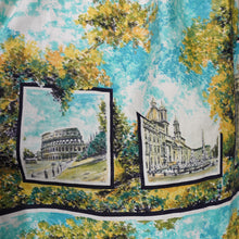 Load image into Gallery viewer, 50s SCENIC TRAVEL ROME / ITALIAN LANDMARKS NOVELTY PRINT FULL COTTON SKIRT - 26&quot;