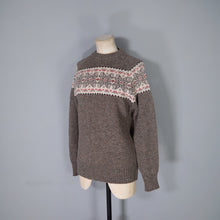 Load image into Gallery viewer, MOFFAT WEAVERS PURE NEW WOOL DEEP EARTHY BROWN FAIRISLE JUMPER - M