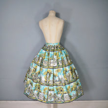Load image into Gallery viewer, 50s SCENIC TRAVEL ROME / ITALIAN LANDMARKS NOVELTY PRINT FULL COTTON SKIRT - 26&quot;