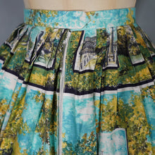 Load image into Gallery viewer, 50s SCENIC TRAVEL ROME / ITALIAN LANDMARKS NOVELTY PRINT FULL COTTON SKIRT - 26&quot;