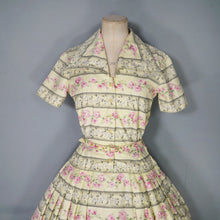 Load image into Gallery viewer, 50s SAMBO FASHIONS YELLOW AND PINK FLORAL COTTON SHIRTWAIST DRESS - XS