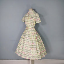 Load image into Gallery viewer, 50s SAMBO FASHIONS YELLOW AND PINK FLORAL COTTON SHIRTWAIST DRESS - XS