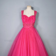 Load image into Gallery viewer, 50s GLAMOUROUS SHOCKING PINK SEQUIN EMBELLISHED PROM PARTY DRESS - S