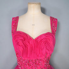 Load image into Gallery viewer, 50s GLAMOUROUS SHOCKING PINK SEQUIN EMBELLISHED PROM PARTY DRESS - S