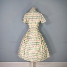 Load image into Gallery viewer, 50s SAMBO FASHIONS YELLOW AND PINK FLORAL COTTON SHIRTWAIST DRESS - XS