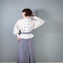 Load image into Gallery viewer, 70s JEAN VARON BLUE CHECKERED COTTON MAXI DRESS WITH BALLOON SLEEVE - S
