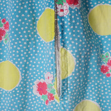 Load image into Gallery viewer, 40s TURQUOISE AND YELLOW PRINT ZIP FRONT COTTON HOUSE GOWN / DRESS - S