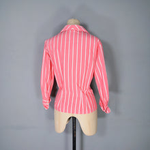 Load image into Gallery viewer, 50s 60s ST MICHAEL BRIGHT PINK STRIPE 3/4 SLEEVE SHIRT - M
