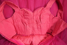 Load image into Gallery viewer, 50s GLAMOUROUS SHOCKING PINK SEQUIN EMBELLISHED PROM PARTY DRESS - S