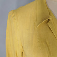 Load image into Gallery viewer, 40s MUSTARD YELLOW FITTED BUTTON THROUGH DRESS WITH BELT - S