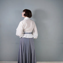 Load image into Gallery viewer, 70s JEAN VARON BLUE CHECKERED COTTON MAXI DRESS WITH BALLOON SLEEVE - S