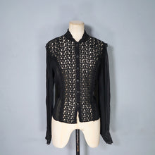 Load image into Gallery viewer, 40s 50s SHEER BLACK GOTHIC FLORAL LACE BLOUSE - S-M