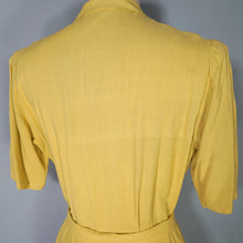 Load image into Gallery viewer, 40s MUSTARD YELLOW FITTED BUTTON THROUGH DRESS WITH BELT - S