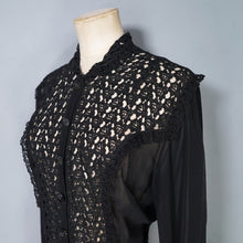 Load image into Gallery viewer, 40s 50s SHEER BLACK GOTHIC FLORAL LACE BLOUSE - S-M