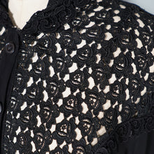 Load image into Gallery viewer, 40s 50s SHEER BLACK GOTHIC FLORAL LACE BLOUSE - S-M
