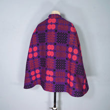 Load image into Gallery viewer, 70s BOLD PURPLE COLOUR WELSH WOOLLENS TAPESTRY CAPE - S-M