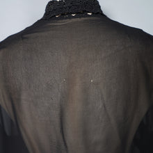 Load image into Gallery viewer, 40s 50s SHEER BLACK GOTHIC FLORAL LACE BLOUSE - S-M