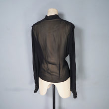 Load image into Gallery viewer, 40s 50s SHEER BLACK GOTHIC FLORAL LACE BLOUSE - S-M