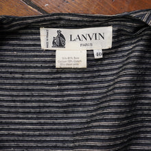 Load image into Gallery viewer, 80s does 50s LANVIN GREY STRIPE SILK BLEND ASYMMETRIC PEPLUM HOURGLASS JACKET - XS