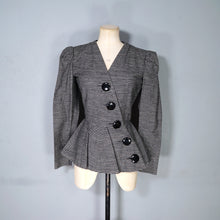 Load image into Gallery viewer, 80s does 50s LANVIN GREY STRIPE SILK BLEND ASYMMETRIC PEPLUM HOURGLASS JACKET - XS
