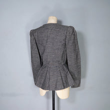 Load image into Gallery viewer, 80s does 50s LANVIN GREY STRIPE SILK BLEND ASYMMETRIC PEPLUM HOURGLASS JACKET - XS