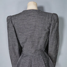 Load image into Gallery viewer, 80s does 50s LANVIN GREY STRIPE SILK BLEND ASYMMETRIC PEPLUM HOURGLASS JACKET - XS