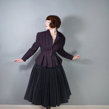 Load image into Gallery viewer, 70s does 50s VICTORIANA FLECKED TWEEDY RIDING STYLE PEPLUM JACKET - M