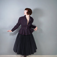 Load image into Gallery viewer, 70s does 50s VICTORIANA FLECKED TWEEDY RIDING STYLE PEPLUM JACKET - M