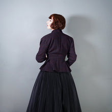 Load image into Gallery viewer, 70s does 50s VICTORIANA FLECKED TWEEDY RIDING STYLE PEPLUM JACKET - M