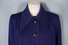 Load image into Gallery viewer, 40s BLUE WOOL SWING OVERCOAT WITH DAGGER COLLAR - M-L