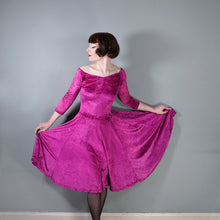 Load image into Gallery viewer, 80s "ESPECIALLY" BETSY JOHNSON MAGENTA CRUSHED VELVET FULL SKIRTED DRESS - XS