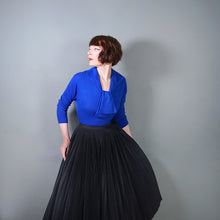Load image into Gallery viewer, 60s SOFTEST COBALT BLUE WOOL TIE / SHAWL NECK JUMPER - M