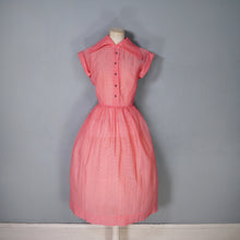 Load image into Gallery viewer, 40s 50s HARCO ORIGINAL SHEER RED SHIRTWAISTER TEA DRESS - S