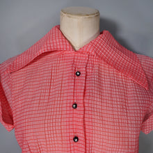 Load image into Gallery viewer, 40s 50s HARCO ORIGINAL SHEER RED SHIRTWAISTER TEA DRESS - S