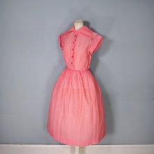 Load image into Gallery viewer, 40s 50s HARCO ORIGINAL SHEER RED SHIRTWAISTER TEA DRESS - S