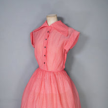 Load image into Gallery viewer, 40s 50s HARCO ORIGINAL SHEER RED SHIRTWAISTER TEA DRESS - S
