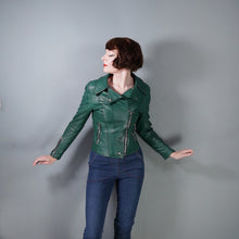 Load image into Gallery viewer, 70s / 80s "MOTO SPORT, PARIS" GREEN LEATHER BIKER JACKET - XS